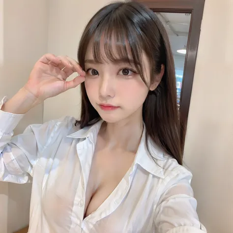 qulity, A hyper-realistic, (realisitic:1.3)、top-quality、超A high resolution、SLR、Instagram、Very delicate、Look at viewers、Japan 1 woman(A dark-haired、shorth hair、Black eye、sixteen years old、Colossal tits、adolable)、Smooth skin、 (touch hair:1.4)、nogizaka、cute l...