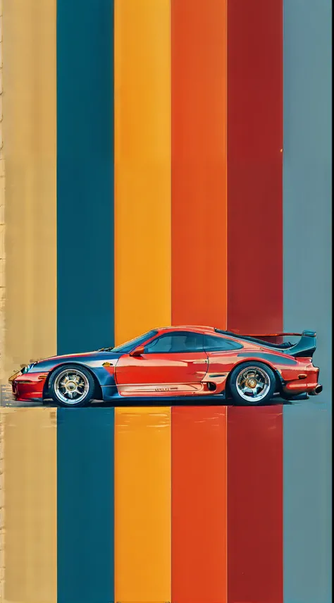 Close up of car on colored striped background, porsche rsr, vintage color, wallpaper mobile, vintage color, porsche 911, porsche 9 1 1, porch, 70s colors, 7 0 seconds color, Vintage vintage colors, Vintage color scheme, orange racing stripes, crisp lines a...