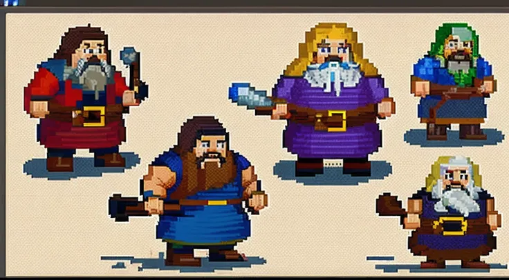 pixel game，character  design，Middle Ages，Hammer Dwarf， Pixel art #pixelart