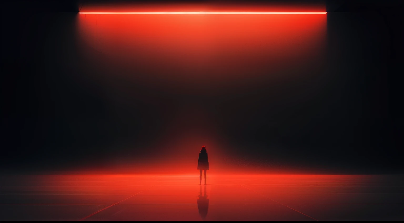 Black fog in the void，On a red background，Minimalist style，light streams，Soft light effect，Giant red reflective wall with hazy background，Soft space atmosphere，conceptual art，Scene art，Live art