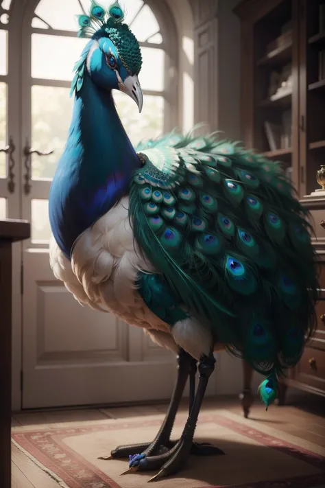 Peacock & cock combined, 8k, realistic image,