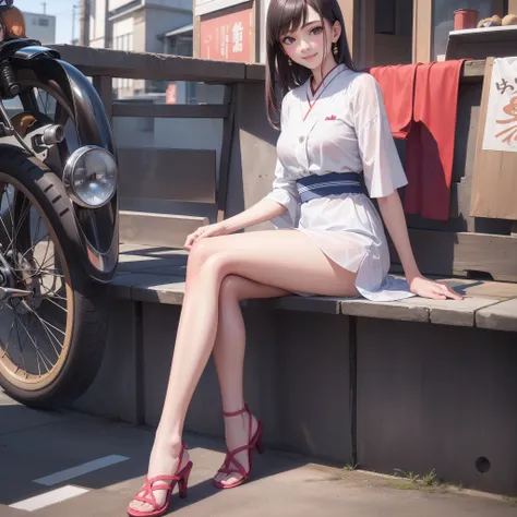 1girl,best quality, masterpiece, ultra high res, (photorealistic:1.4), 1girl,slender face, slender body, (22 years old:1.2), cute girl, famous japanese idol, kawaii, smile, cute, young, parking lot,Japanese actress,sit with ones legs spread,perfect face