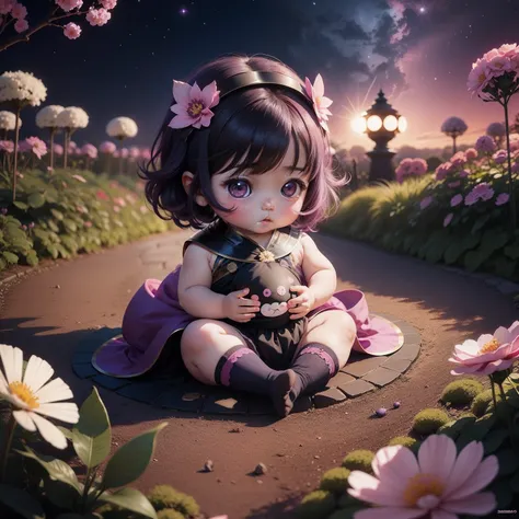 Cute Baby Chibi Anime,Dark purple and dark pink cosmos,Saga, Saga ,Kintachi Park Cosmos Garden.