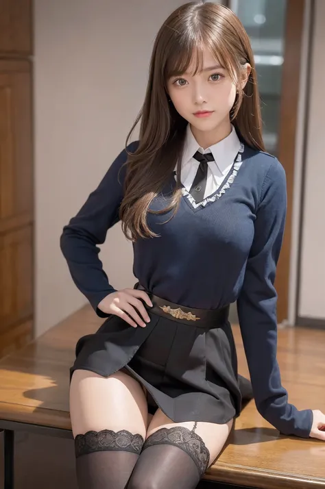 tmasterpiece，top-quality，offcial art，Highly detailed CG Unity 8K wallpapers，Like a schoolgirl，In the world１Cute 16 year old girl，Very delicate beautiful，超A high resolution，（realisticlying：1.4），Golden Hour Lighting，long brown hair，Blue eyes，German Army，mili...