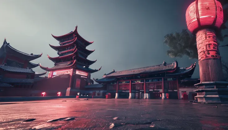 Drum Tower，Beijing Drum Tower，Chinese Drum Tower，ancient buildings，Combined with modern cities，New Chinese，Cyberpunk blue and white lights，cinematic Film still from，フォトリアリスティック，8k