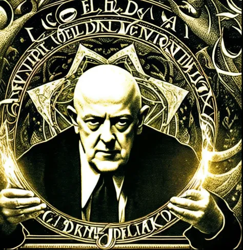 Aleister Crowley casting a circle using dark necro magick to summon an elder demon fr0om the 9th circle of hell into the living world above --auto --s2