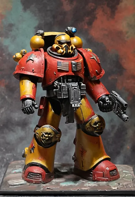 president trump as a 40k space marine,warhammer 40k era,high quality,blurred background,