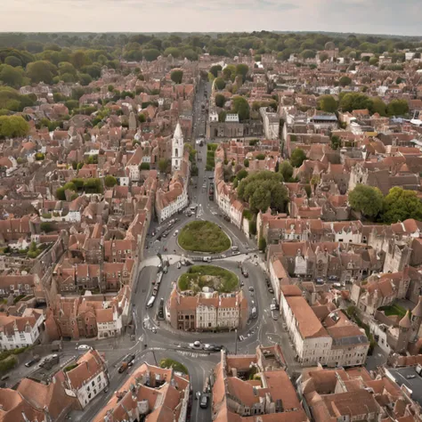 The miniature city in the ring is full of traffic