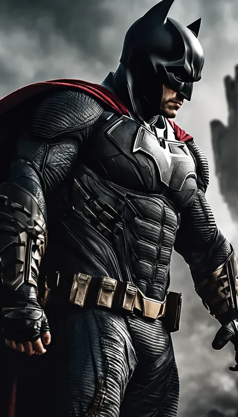 henry cavill usando armadura divida do batman de frente da cintura para cima, (Estilo Pixar: 1.25) usando armadura do batman divino, rosto serio, textura natural da pele, Texturas 4k, HDR, intrincado, altamente detalhado, foco nítido, cinematic visual, hip...