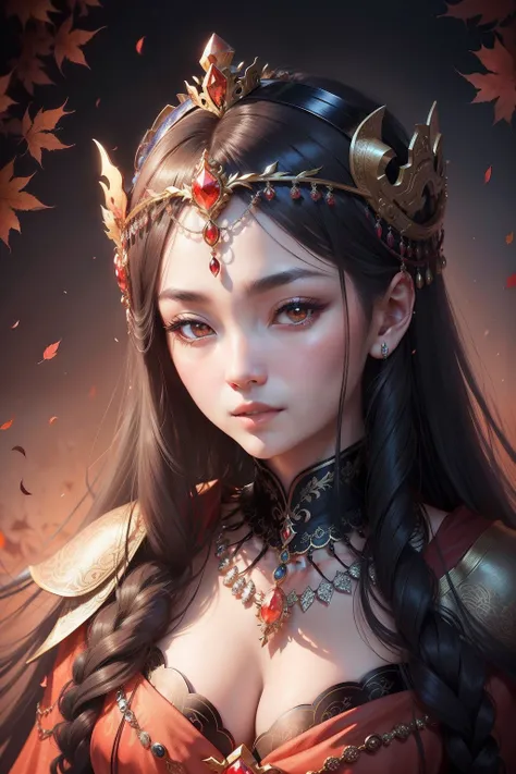 Chinese antique ladies necklaces and necklaces, autumnal empress, lovely dark autumn princess, goddess of autumn, beautiful autumn spirit, beautiful fantasy maiden, beautiful fantasy portrait, beautiful fantasy art portrait, the goddess of autumn harvest, ...