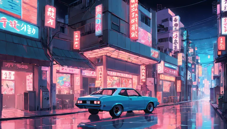 Animated street scene with neon signs and buildings, Hip Hop Lofi, Elogio Artstyle, Arte Lofi, Chillhop, ZERO, fundo do filme anime, Koto no ha no niwa, Fundo do anime, lofi aesthetic, Wit Studio Anime, album art ZERO, Rophy Tecnologia, ZERO vibrations, Lo...