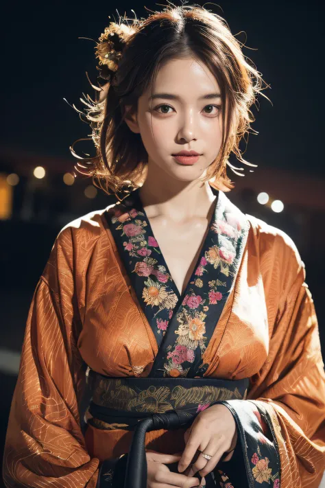 (8K、top-quality、masutepiece、超A high resolution:1.2) (Paul Rubens and Rebecca Guays style:1.1) (Summer Festival Night:1.4) Beautiful Japan kimono woman photo