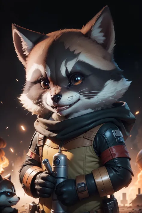 ROCKET RACCOON HIPER REALIST, 4K, BACKGROUND BLACK, CHILDRE, MINI, FULL HD, SMILE