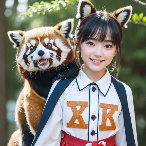 (8K、RAW Photos、top-quality、​masterpiece:1.5)、(realisitic、Photorealsitic:1.5)、ultra-detailliert、超A high resolution、lighting like a movie、(((Idol who loves red pandas)))、(((Japan 16 year old girls)))、(((Wearing a cute costume with a red panda motif)))、(Lots ...