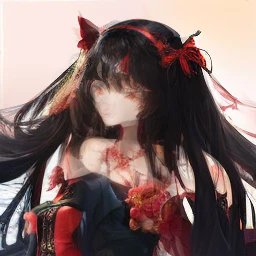 anime girl with long black hair and red roses in her hair, gothic maiden anime girl, anime moe artstyle, (anime girl), nightcore, rin tohsaka, loli in dress, beautiful anime girl, seductive anime girl, high quality anime artstyle, anime girl wearing a blac...