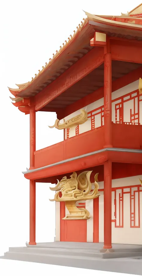 Chinese architectural illustration with red roof and yellow door, Chinese style buildings, digital painting of a pagoda, artwork in the style of z.Show on the. gu, game assets, background depicting a temple, Chinese palaces, inspired by Dong Yuan, chinese ...