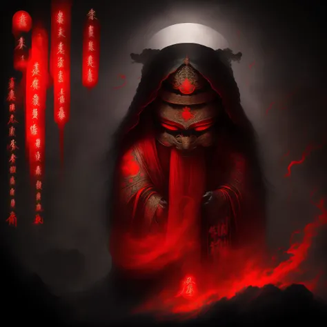 Zhongyuan Festival Ghost Horror Traditional Chinese Ghost Chinese Elements Red Black Scary Blind and Godless