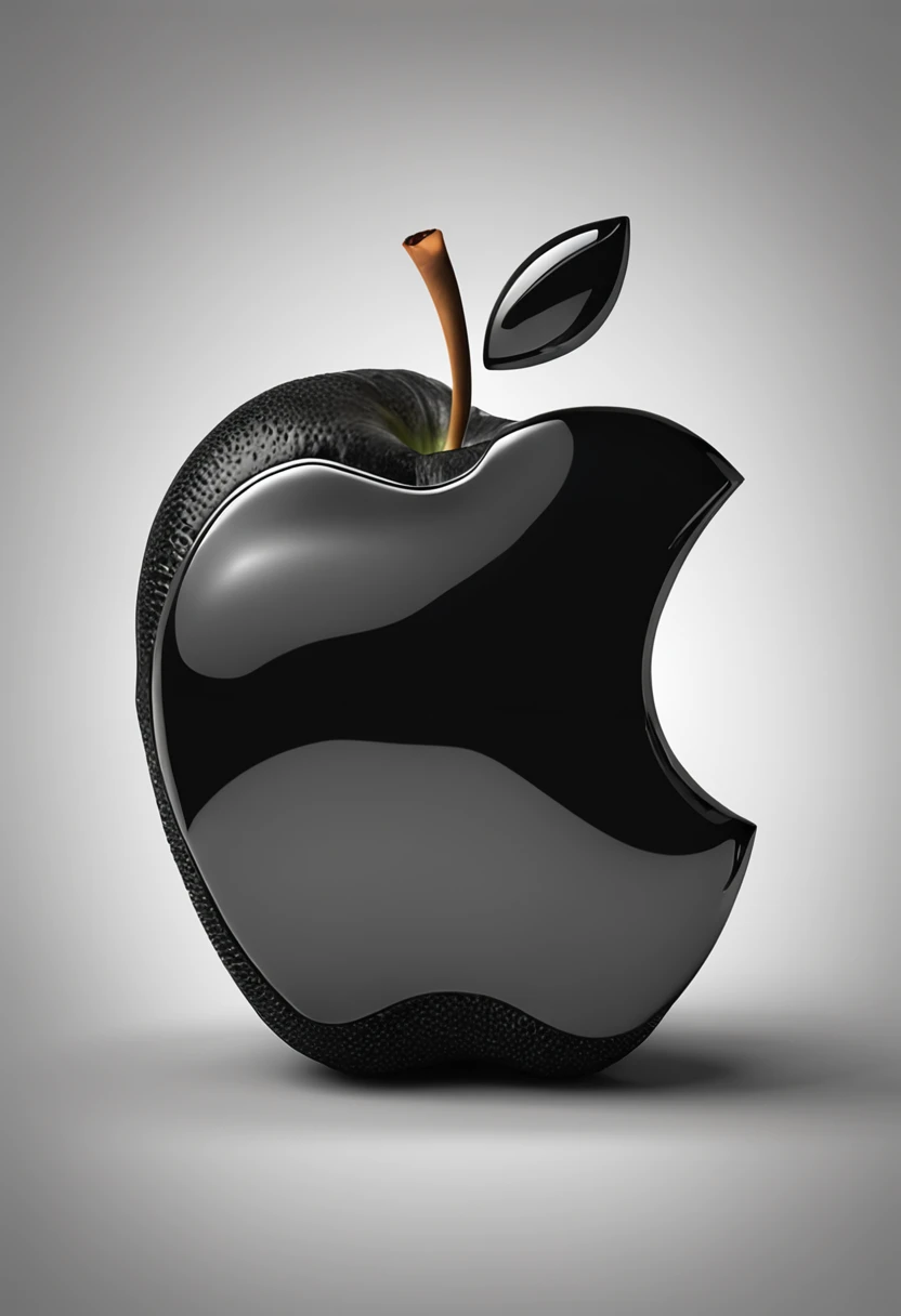 Certo! Heres an example of a prompt to create an image of a bitten apple in a super realistic 3D black style, como o logotipo da Apple: "Youre a talented graphic designer who specializes in amazing three-dimensional effects. Your task is to create an image...