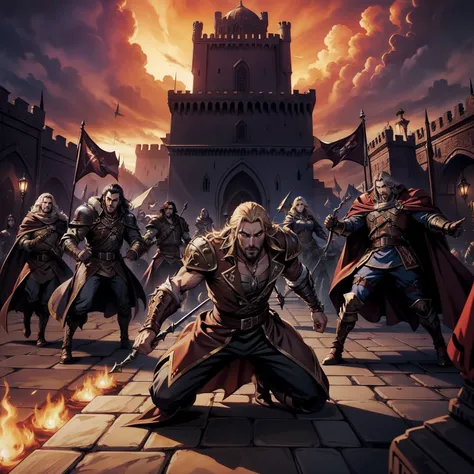 Castlevania lords of the shadows hyper realistic super detailed leading troops army of demons surrounding great moroccan castle to battle Epic