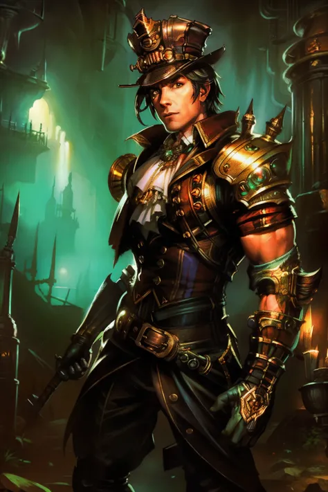 Rocky steampunk, Cinematic lighting, Highly detailed, Detailed armor, full bodyesbian,