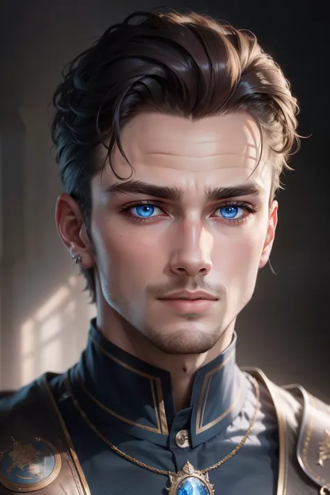 An extremely detailed and realistic portrait, showcasing the face of a 25-year-old man of German ancestry with piercing blue eyes, sharp facial features, and a strong jawline, captured in ultra-high-resolution with the best illumination and shadow.