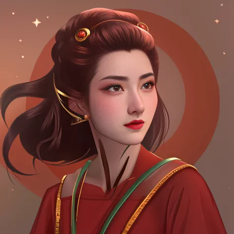 imagem arafed de uma mulher com um nariz vermelho e um vestido preto, deusa lunar, No estilo de arte de Bowater, color digital illustration, Deusa da Lua, elfa, Deusa da Lua, inspirado em Wu Bin, Retrato de Mulan, Retrato de Darna moderno, retrato de fanta...