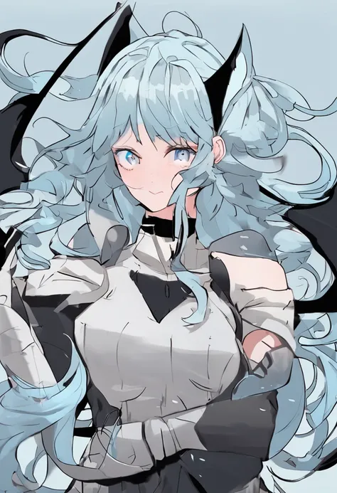 black hair, hair bobbles, wince, longeyelashes, solid circle eyes, fake animal ears, light smile, ear blush, fang, silver hair, gradient hair, light blue hair, very long hair, hair spread out, big hair, hair bow, cat ears, fang out, Surrealism, drop shadow...