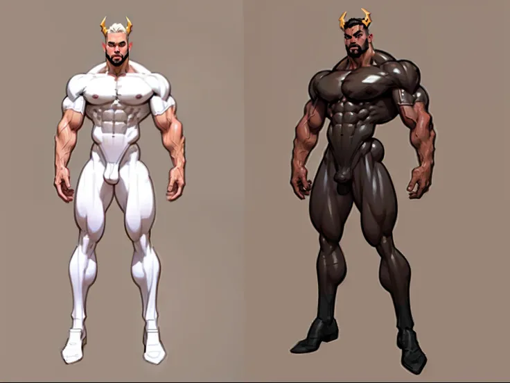 ((masterpiece)),(((best quality))),((character design sheet)), illustration,1man, boy, environment Scene change,  (crotch bulge:1.0), muscular, white skin, masculine, rugged, manly, sharp edges, heroic, white legs, thick legs, devil horns, scribbles and ma...