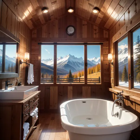 luxury cabin bathroom in the nountains