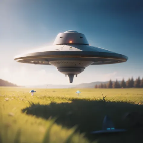 A UFO stopped on the grass