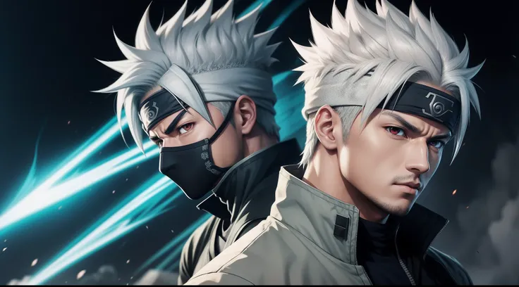 Hot profile picture, masterpiece, extremely accurate rendering, cool beautiful Hatake Kakashi, reliable young man, savior of the world, simple design, best picture, 8K, red eyes pale, the same color as the original demon ninja.