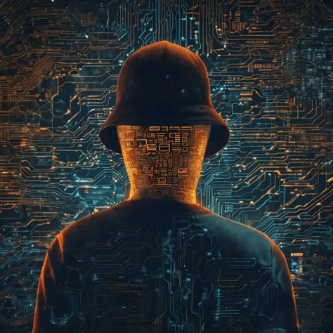 Mysterious hacker amidst a digital landscape, surrounded by lines of code and encrypted symbols. The hacker is immersed in the world of technology and cybersecurity, exuding an aura of skill and knowledge.

The image combines the figure of the hacker with ...