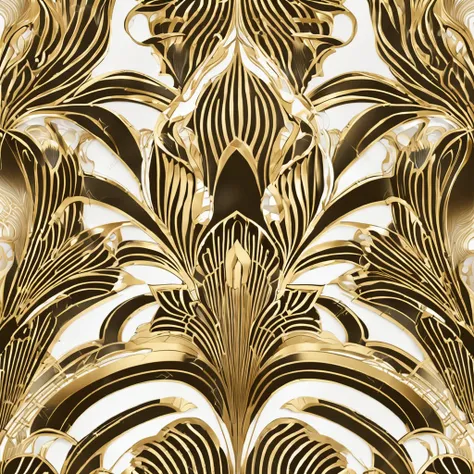 a close up of a wallpaper with a gold and white pattern, art deco pattern, art deco background, art deco patterns, art deco intricate ripples, dark