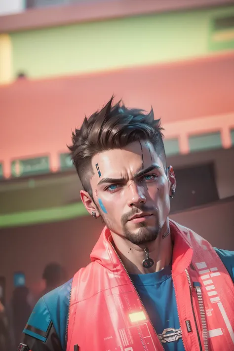 Turn image into cyberpunk, donot change the face, 8k