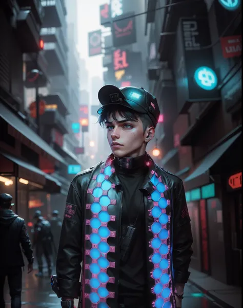 Change background cyberpunk, hat, gaming, boy