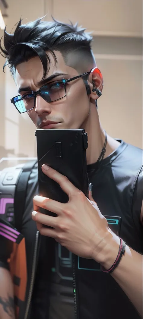 change background cyberpunk handsome boy, realistic face, 8k, ultra realistic