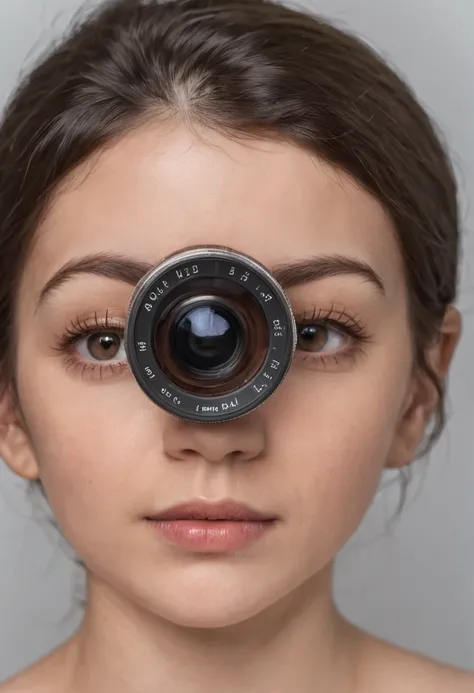 fotografia de retrato, Face photo of a 5-year-old, Looking through a magnifying glass, com um olhar de descoberta e alegria, The colors are masterfully captured by the Nikon D850 and a Nikon AF-S NIKKOR 70-200mm f/2.Lente 8E FL ED VR,