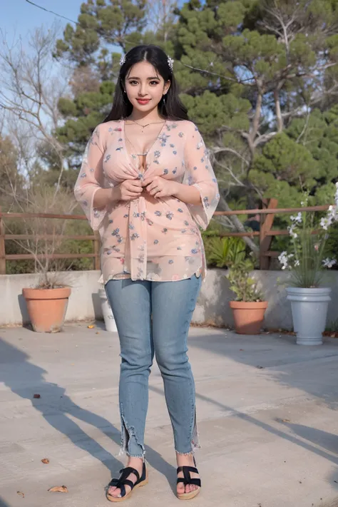 there is a woman standing on a concrete surface with a transparent saree seducing face, blouse cleavage showing breasts squeeze full body photogenic shot, taken with canon eos 5 d, taken with a canon eos 5d, taken with a canon eos 5 d, taken with canon eos...