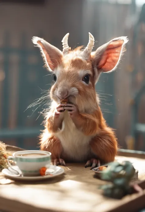 uma cenoura comendo um coelho