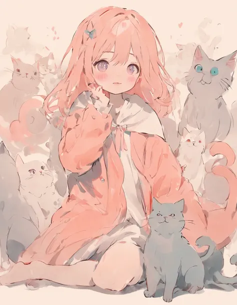 cat, fullbody,1 girl,
(pastel color:1.5),(cute illustration:1.5),(watercolor:1.2),white back ground,