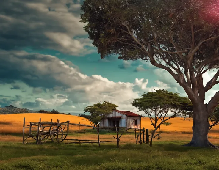 linda imagem de uma porteira de uma fazenda com natureza, beautiful view