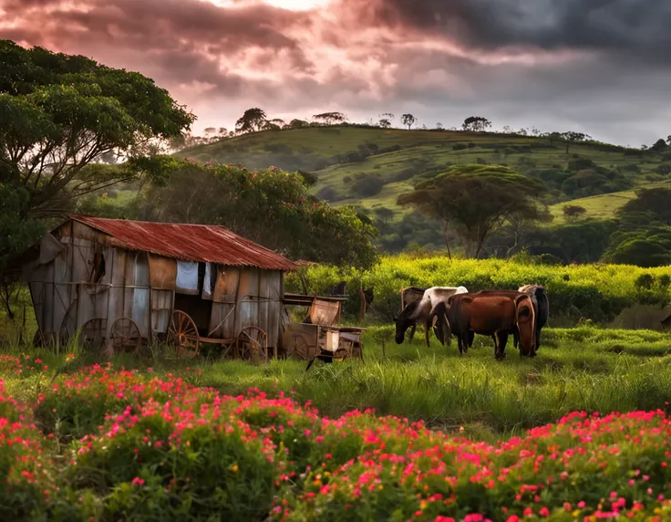 linda imagem de uma porteira de uma fazenda com natureza, beautiful view