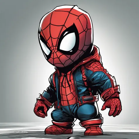 Miles Morales, Chibi, (pequeno bonito:1.1), Standing, Olhando para o Viewer, incredibly fine illustrations, alta resolução, avatar plano, fundo branco, fundo simples,