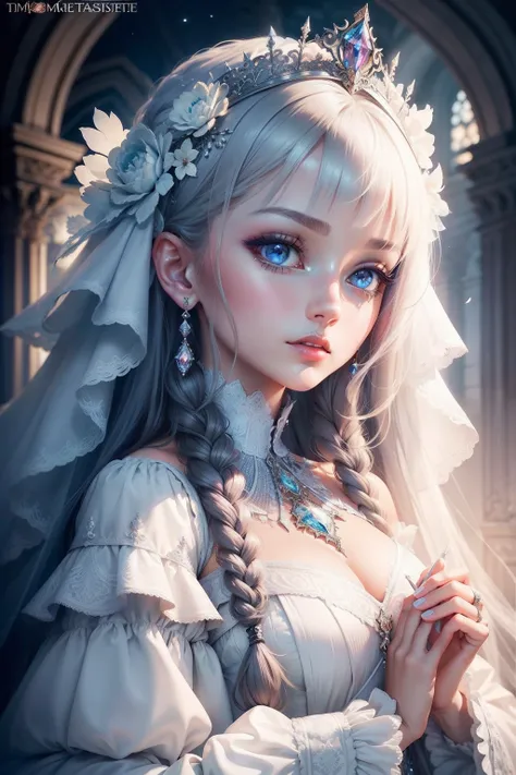 （tmasterpiece，top Quority，best qualtiy，offcial art，Beauty and aesthetics：1.2），（1girll），Extremely detailed，（s fractal art：1.3），Extremely colorful，Most detailed，（magestic）（（white wedding gown））（exquisite facial features）（Beautiful face）