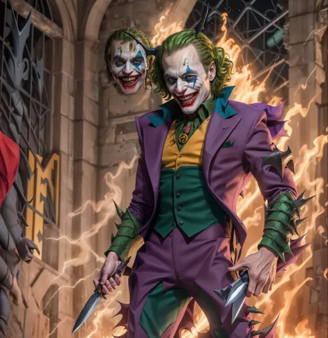 batman, a piada de matar, o coringa, batman como o coringa, the joker with knife in hand, coringa vestindo o traje de armadura d...