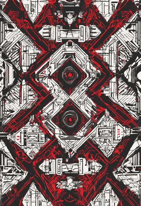 Imagine a captivating sci-fi wallpaper that transports you to a realm of geometric wonders. This intricate design is a tapestry of complex shapes, meticulously crafted in shades of sleek black and bold crimson red.

The patterns intertwine and intersect, c...