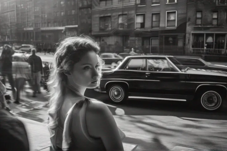 (((urban light and shadow in the style of Alan Shcaller))),  New York 1972, full of people, dramatic light, ((a portrait of a man and a woman)), (((wide angle) shot)), (mottled light and shadow, depth of field,), cinematic, (ultra high res, best quality,),...