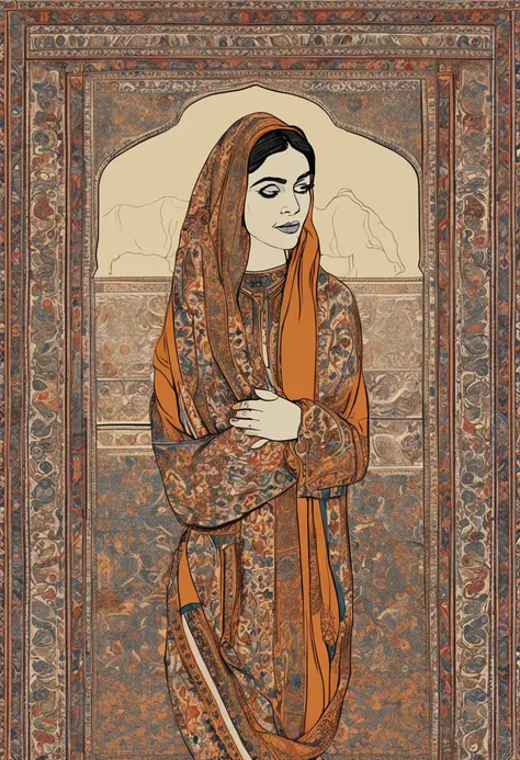 Lufthansa passenger plane, carpet, Iranian carpet, carpet painting, line drawing,painting of a girl,real, very real,Iranian calligraphy, Iranian, beautiful, miniature, painting