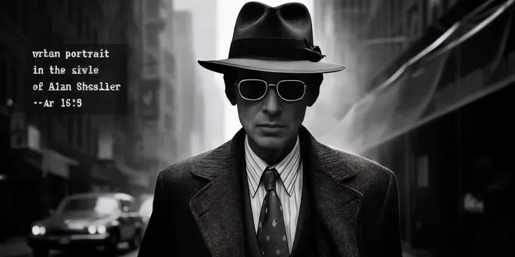 arafed image of a man in a suit and tie with a hat and sunglasses, a suited man in a hat, mobster, noir detective and a fedora, noir film world character design, inspired by Jerry Schatzberg, william s burroughs, inspired by George Bogart, noir photorealis...