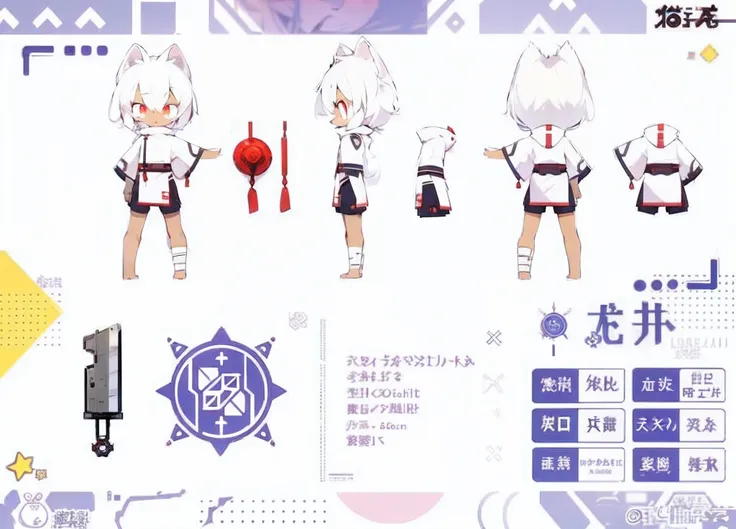 solo person，furry，Boy student，White hair，dark red eye，adolable，Shota